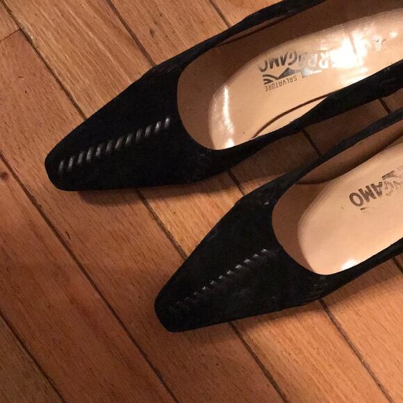 Salvatore Ferragamo Heels Black suede size 7.5 - Picture 7 of 7